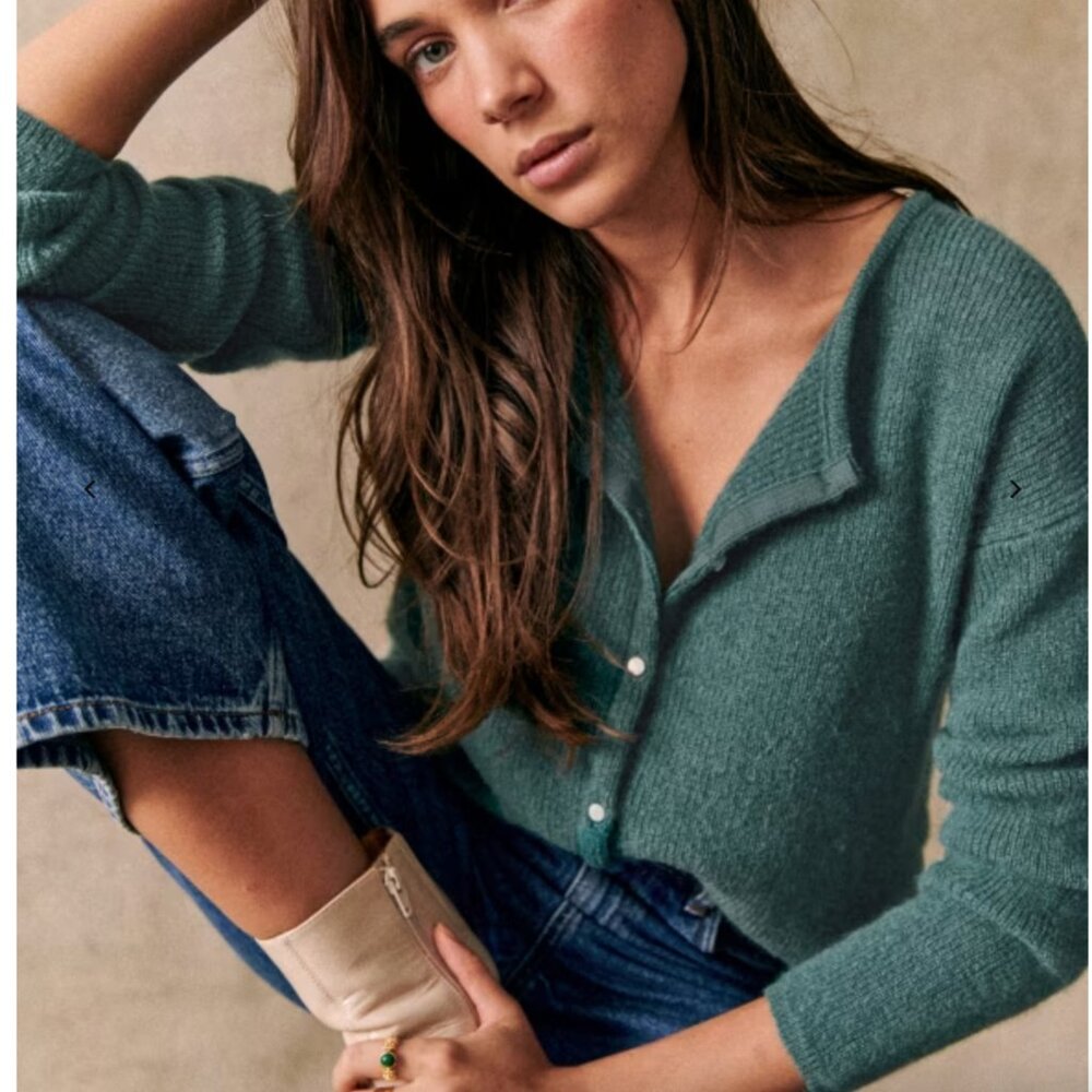 Sezane Teal Gaspard Cardigan